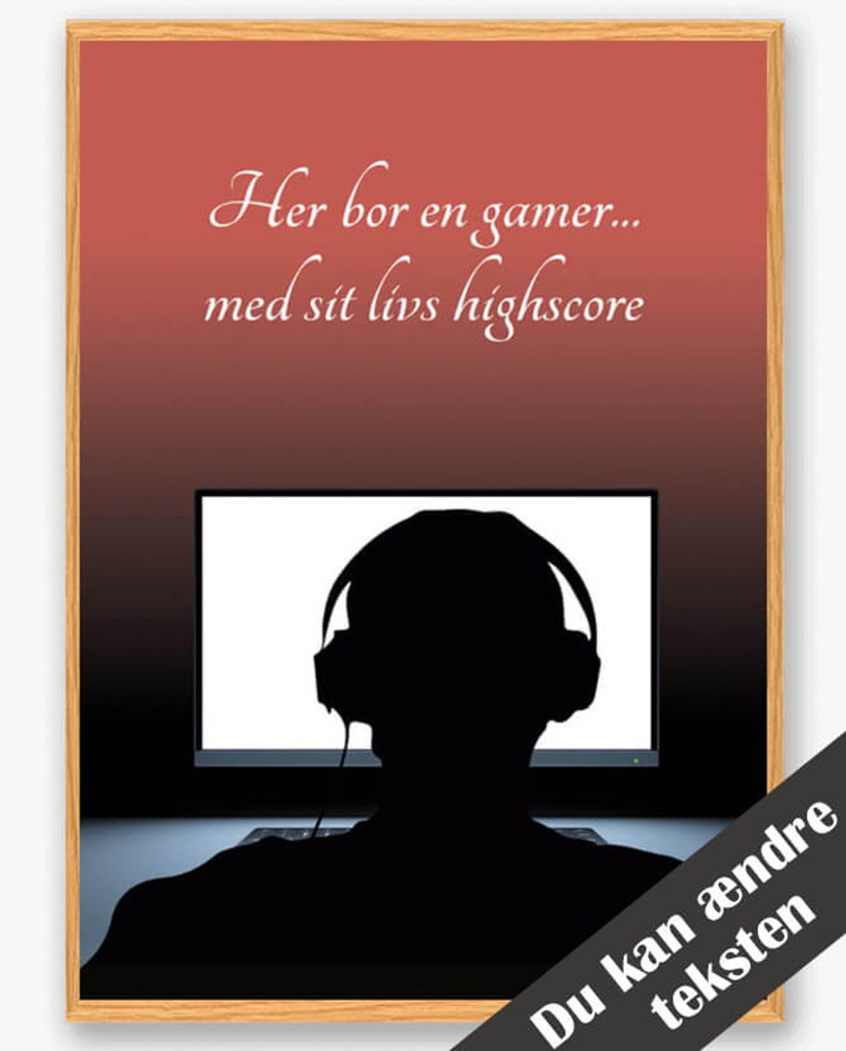 Her bor en gamer... - plakat (Størrelse: L - 50x70cm (B2))