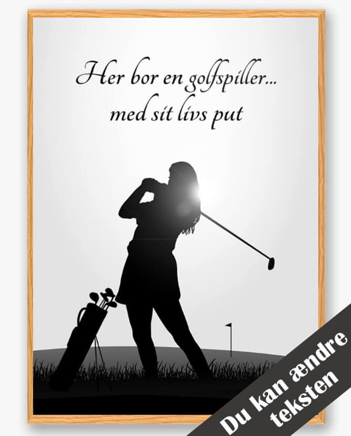 Her bor en golfspiller... (pige) - plakat (Størrelse: L - 50x70cm (B2))