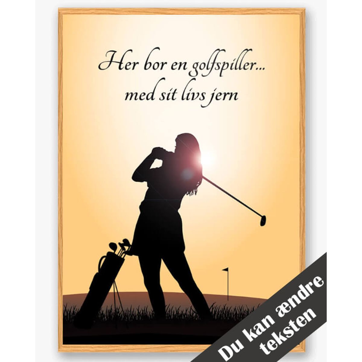 Her bor en golfspiller... (pige) - plakat (Størrelse: L - 50x70cm (B2))