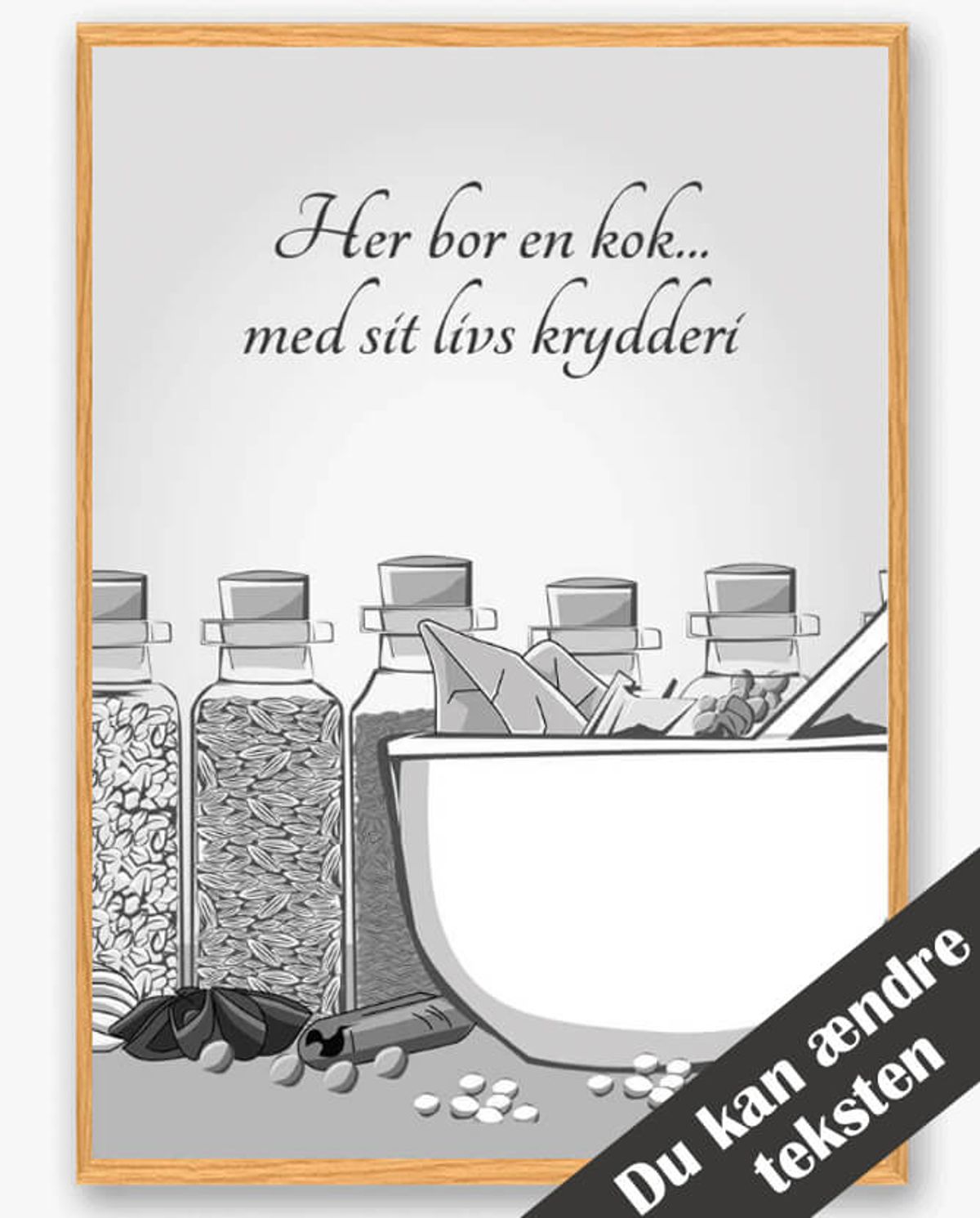 Her bor en kok... - plakat (Størrelse: L - 50x70cm (B2))