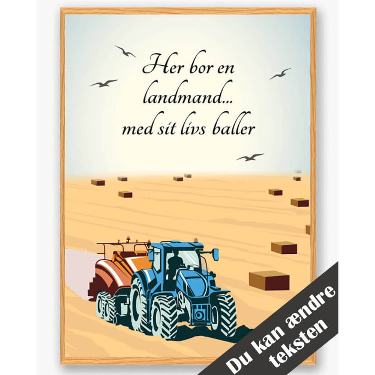 Her bor en landmand... (blå) - plakat (Størrelse: L - 50x70cm (B2))