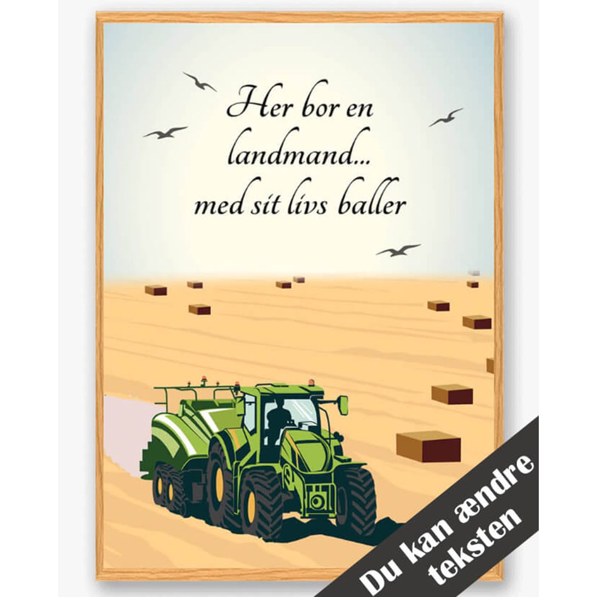 Her bor en landmand... (grøn) - plakat (Størrelse: M - 30x40cm)