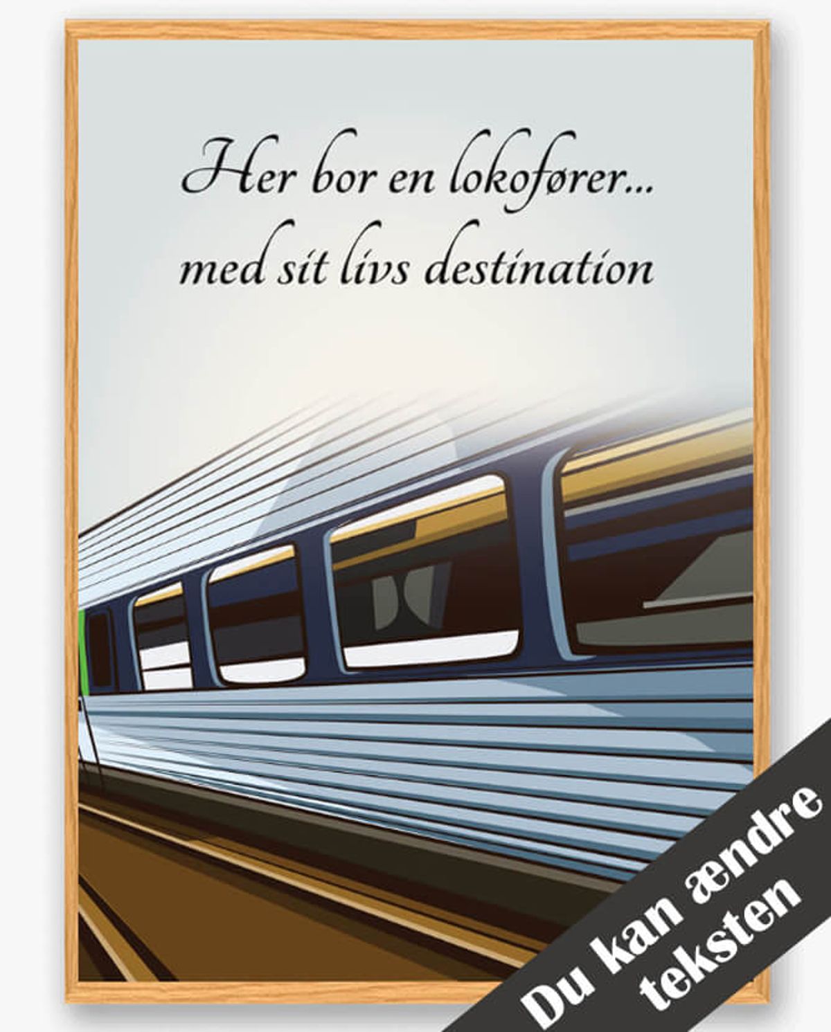 Her bor en lokomotivfører... - plakat (Størrelse: L - 50x70cm (B2))