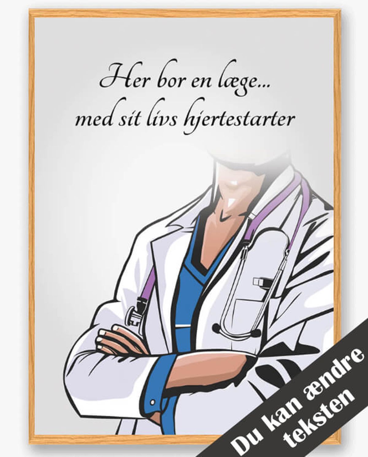 Her bor en læge... (mand) - plakat (Størrelse: L - 50x70cm (B2))