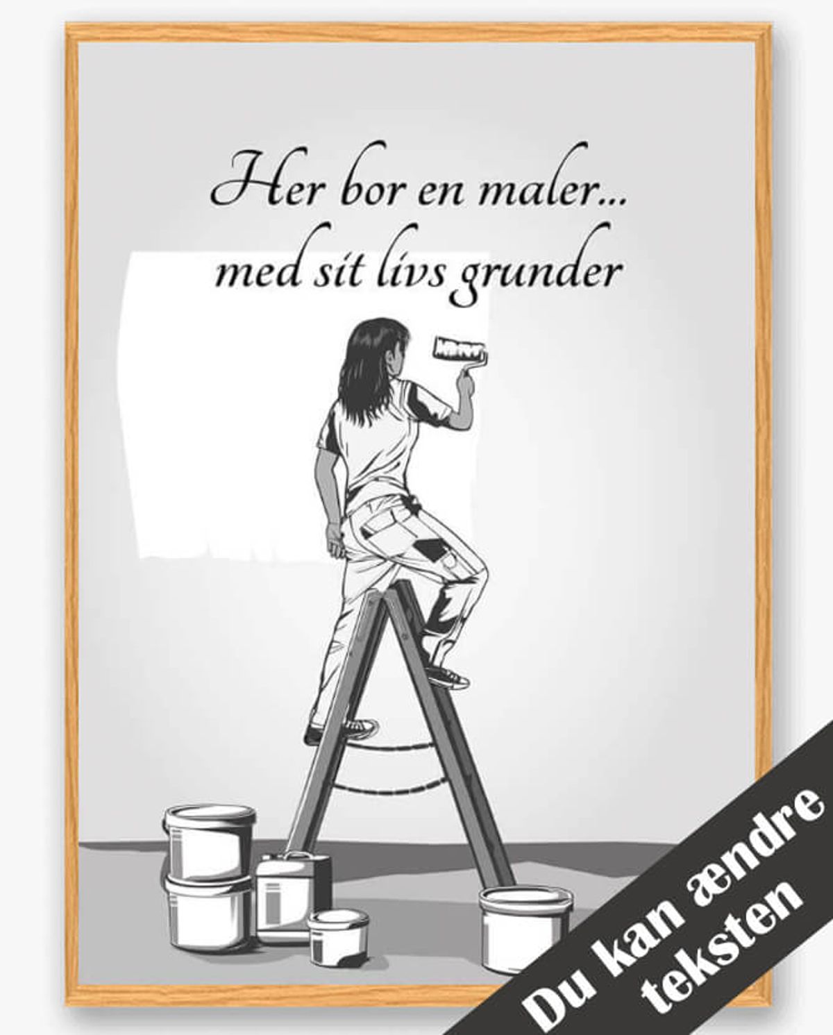 Her bor en maler... (kvinde) - plakat (Størrelse: S - 21x29,7cm (A4))