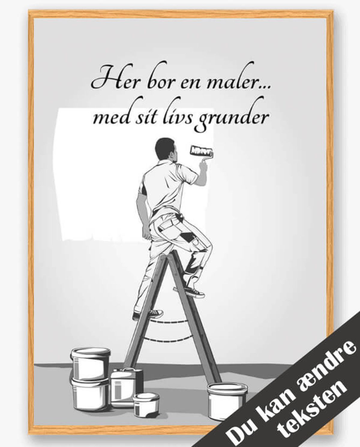 Her bor en maler... (mand) - plakat (Størrelse: L - 50x70cm (B2))