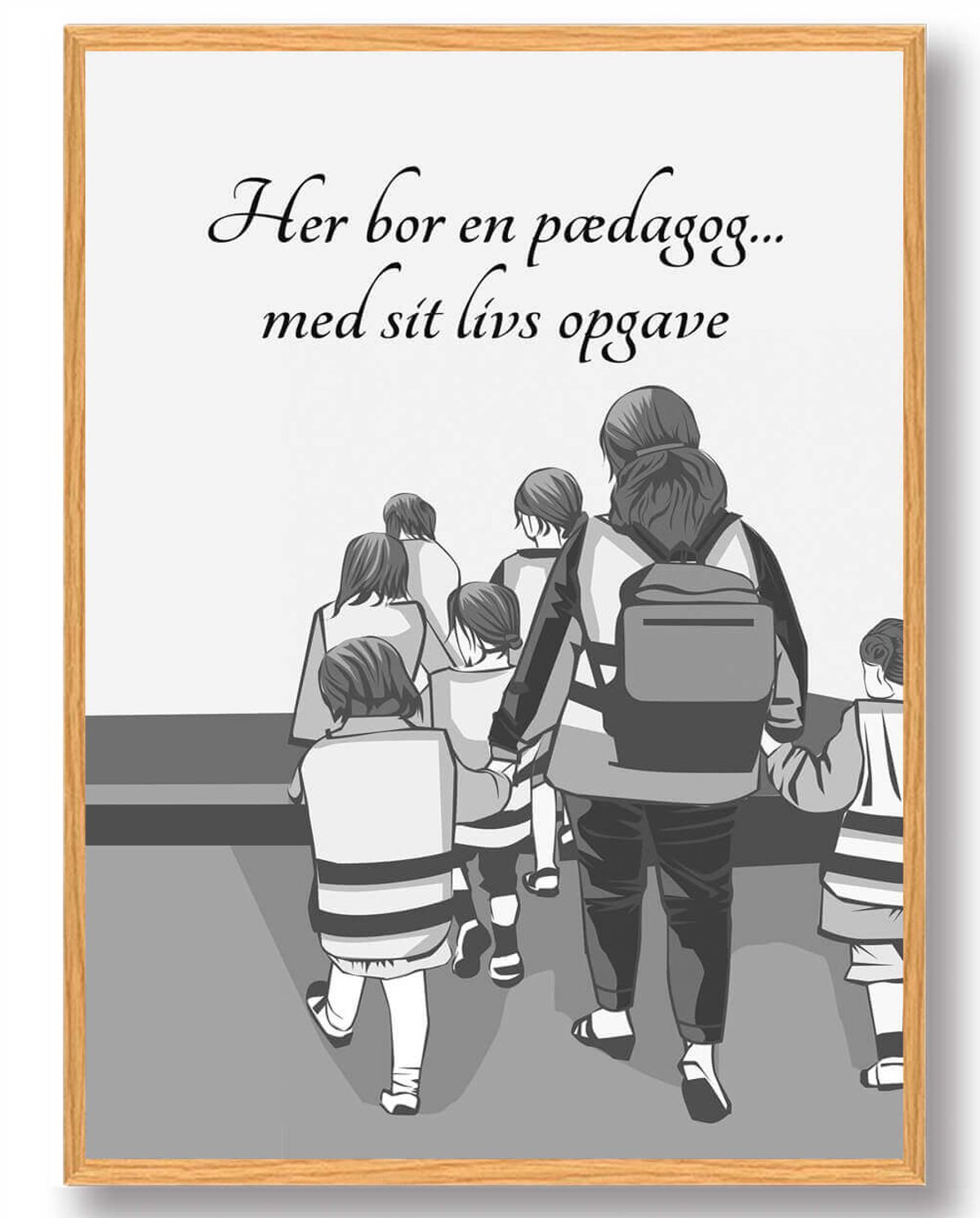 Her bor en pædagog... - plakat (Størrelse: L - 50x70cm (B2))