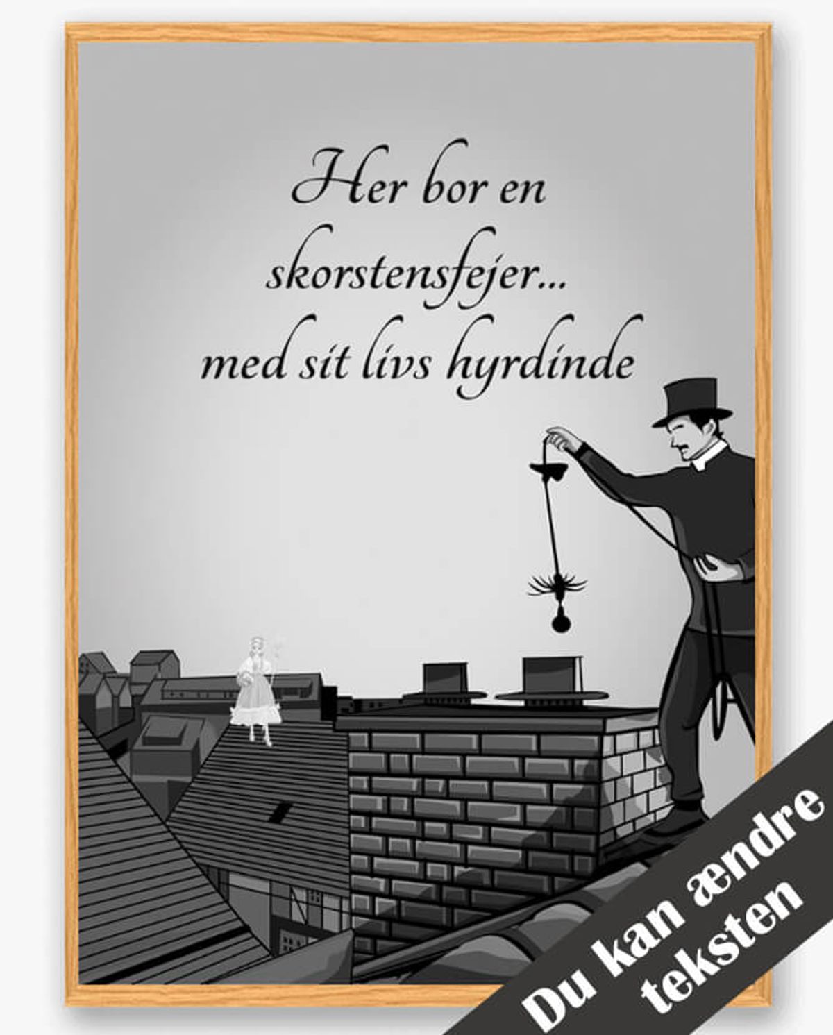 Her bor en skorstensfejer... - plakat (Størrelse: L - 50x70cm (B2))