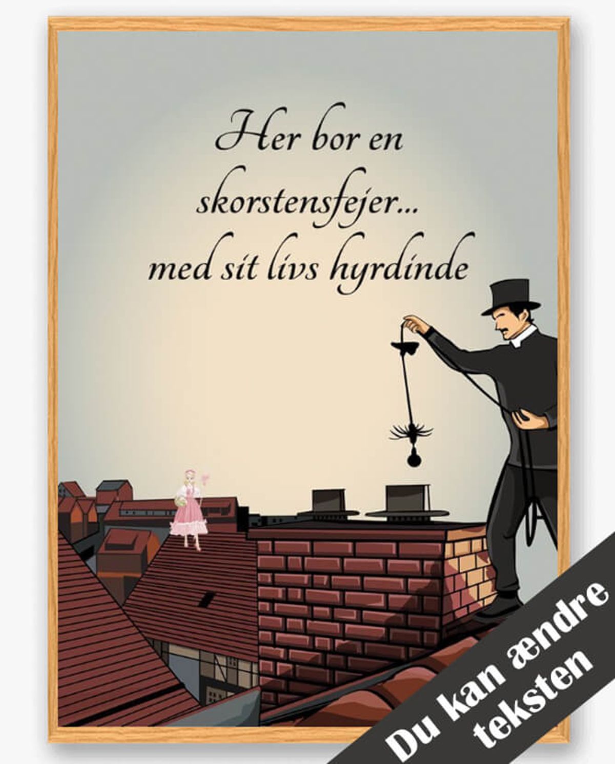 Her bor en skorstensfejer... - plakat (Størrelse: L - 50x70cm (B2))