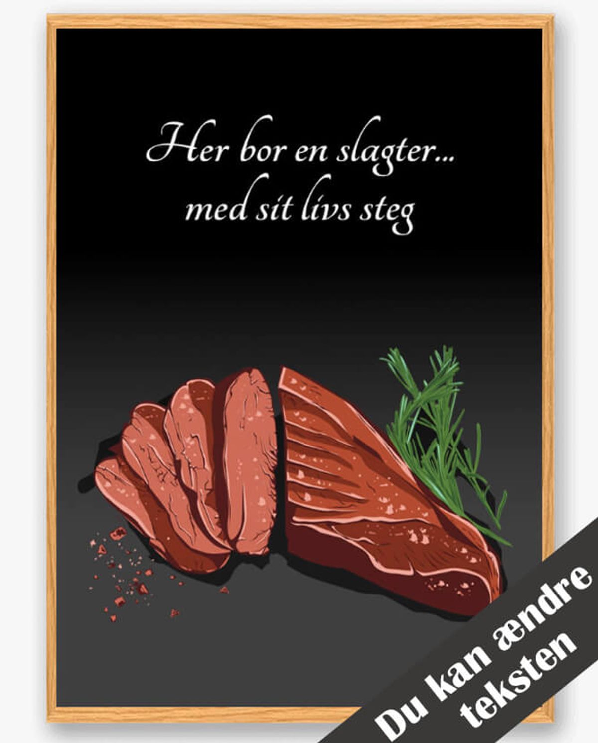 Her bor en slagter... - plakat (Størrelse: L - 50x70cm (B2))