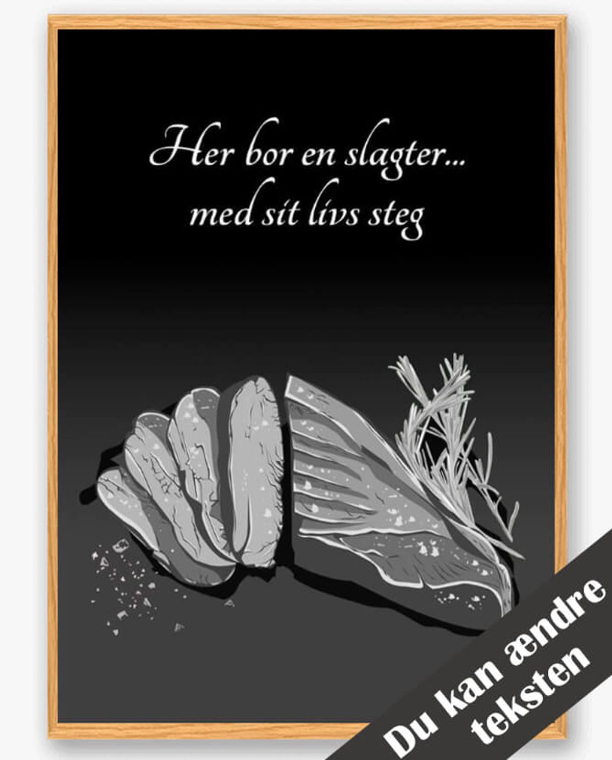 Her bor en slagter... - plakat (Størrelse: L - 50x70cm (B2))