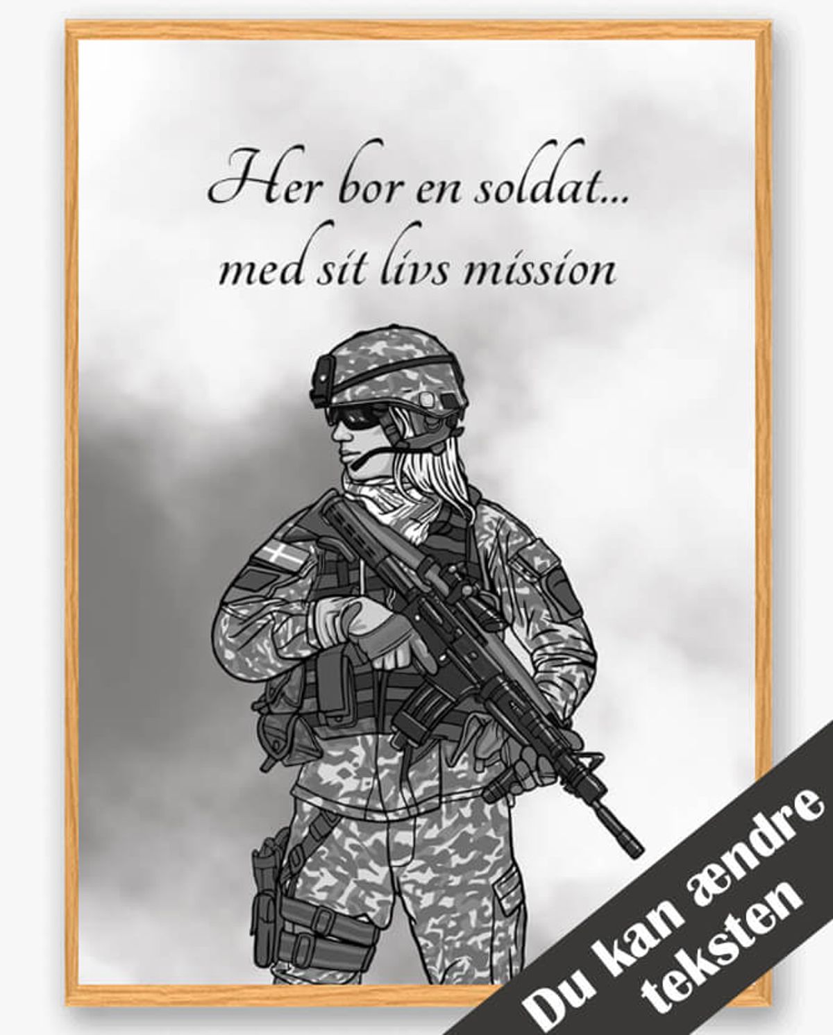 Her bor en soldat... (kvinde) - plakat (Størrelse: L - 50x70cm (B2))