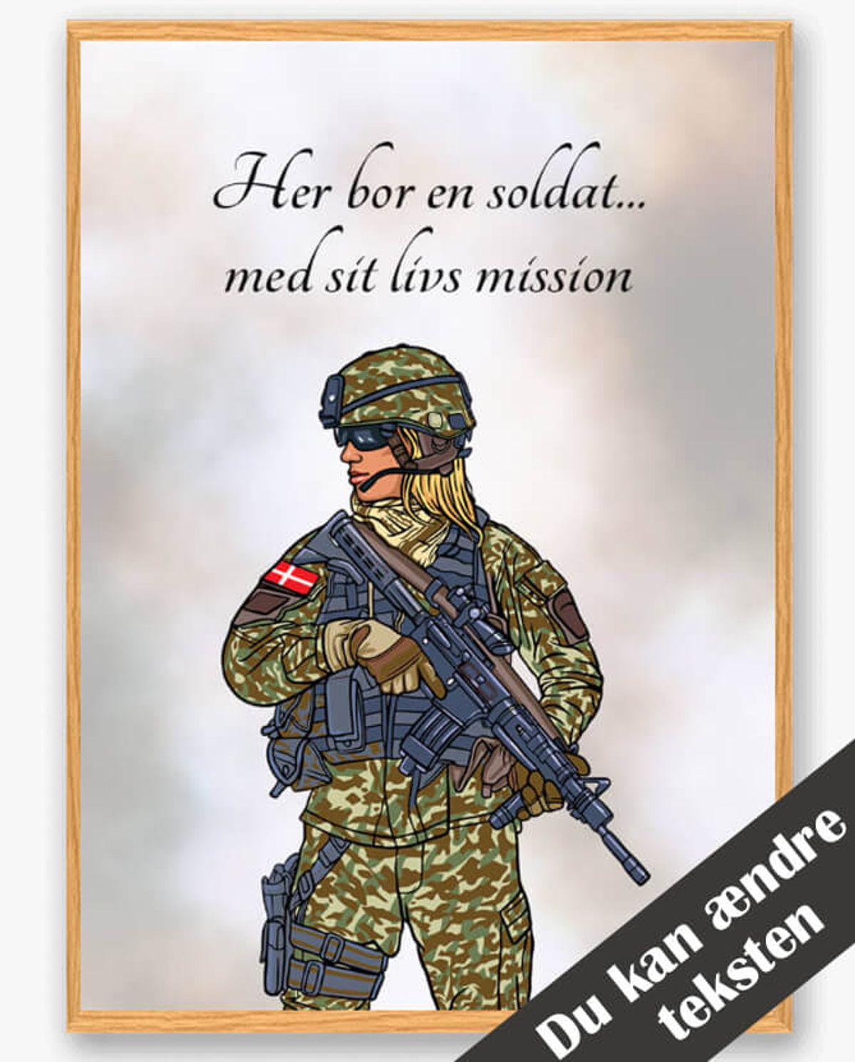 Her bor en soldat... (kvinde) - plakat (Størrelse: L - 50x70cm (B2))