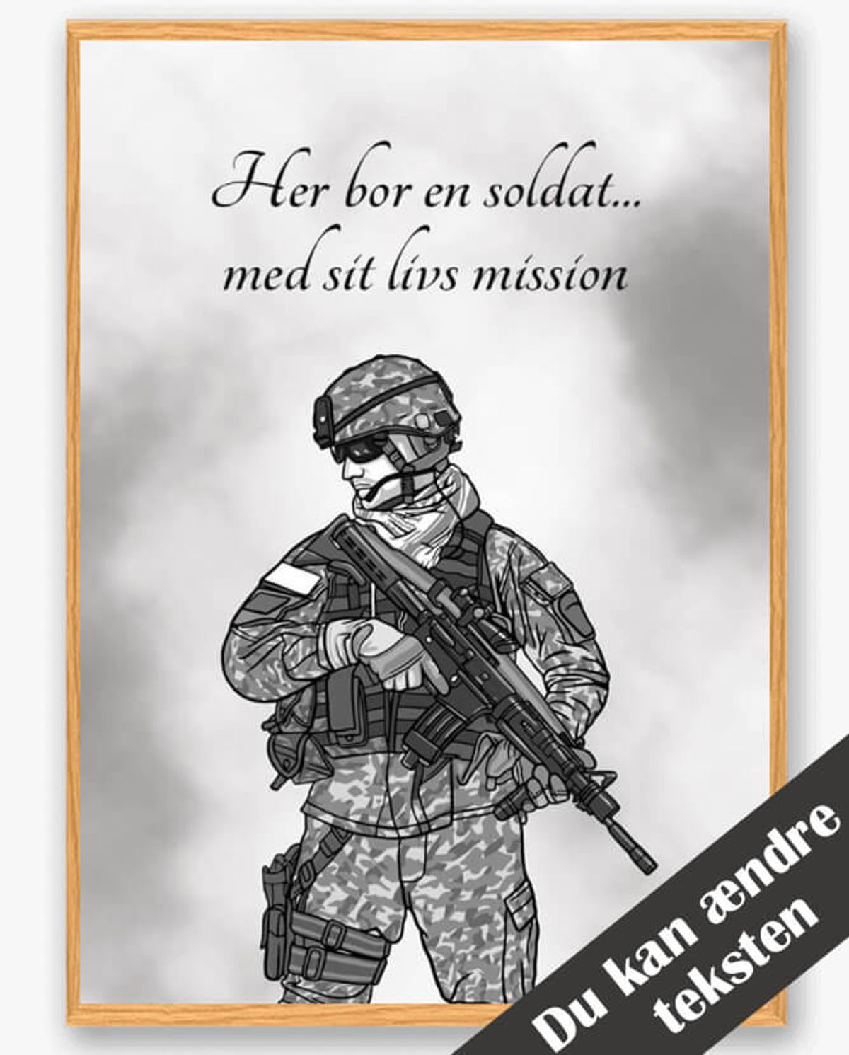 Her bor en soldat... (mand) - plakat (Størrelse: L - 50x70cm (B2))