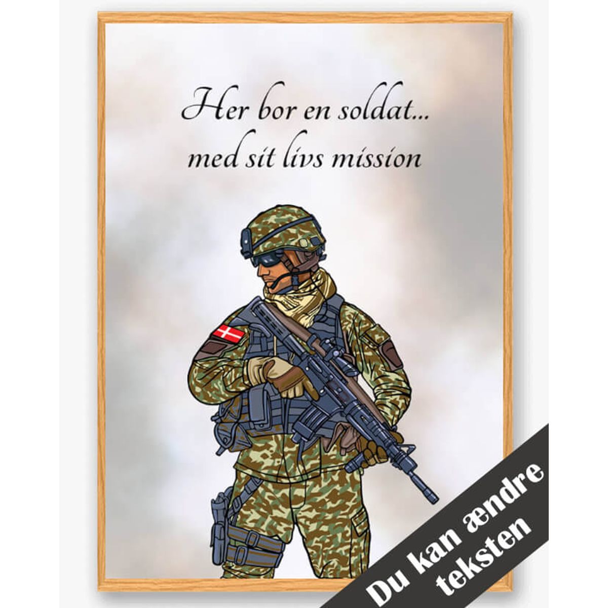 Her bor en soldat... (mand) - plakat (Størrelse: L - 50x70cm (B2))