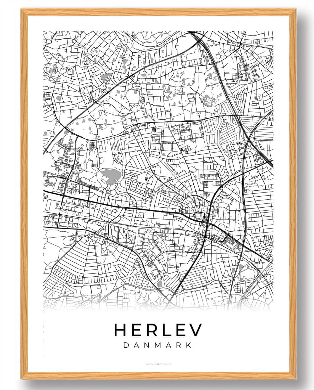 Herlev by plakat - hvid (Størrelse: L - 50x70cm (B2))