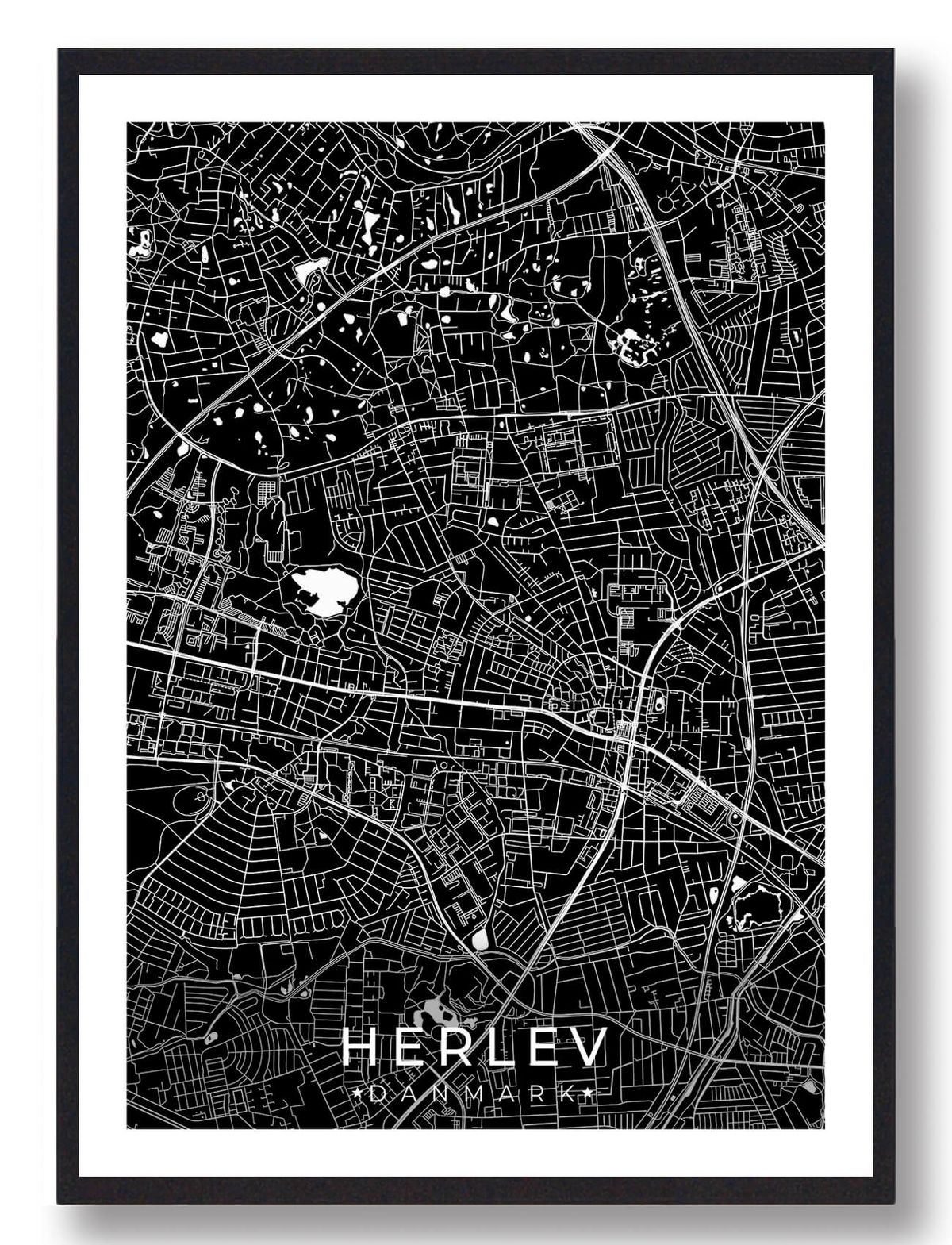 Herlev by plakat - sort (Størrelse: L - 50x70cm (B2))