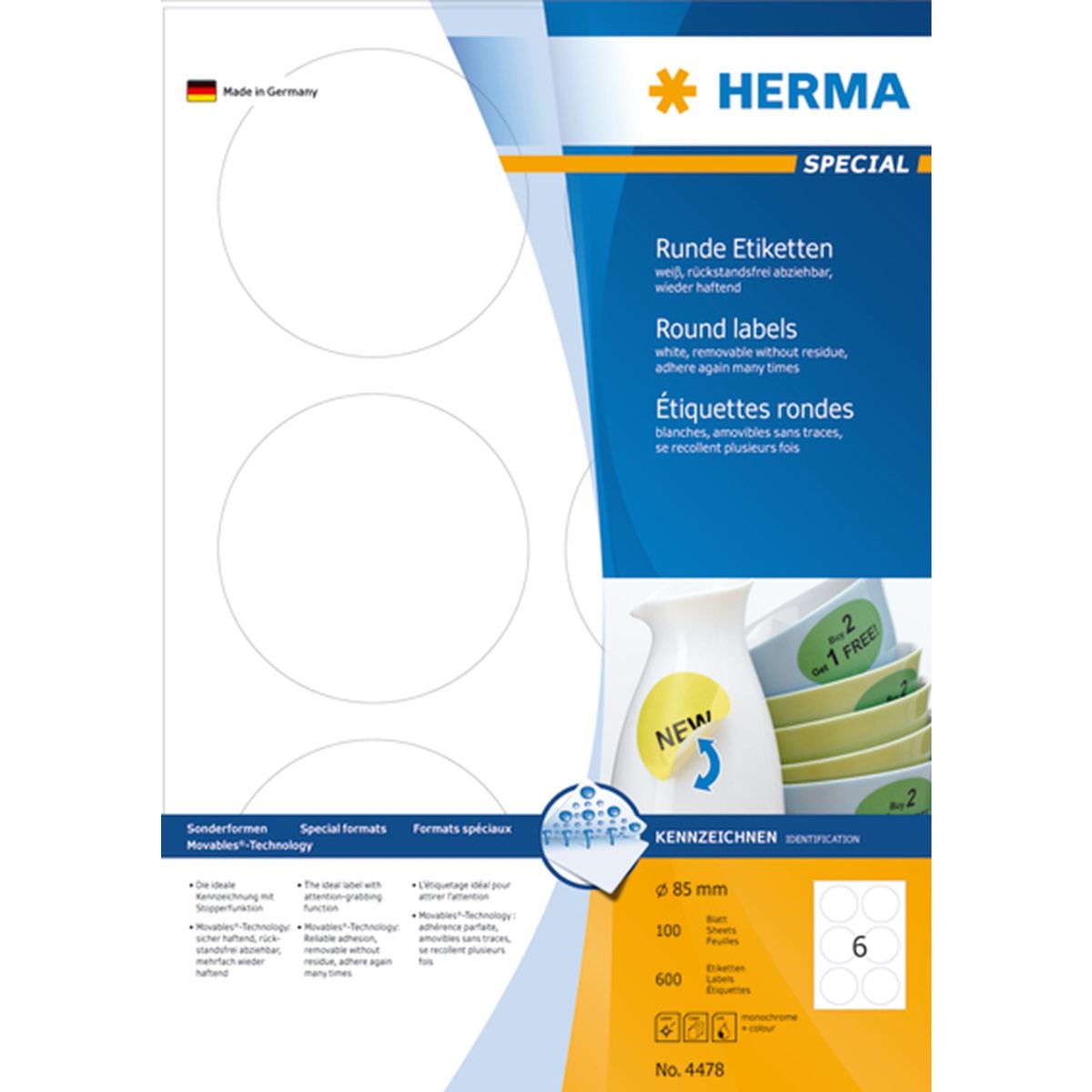 Herma etiket aftagelig ø85 (600)