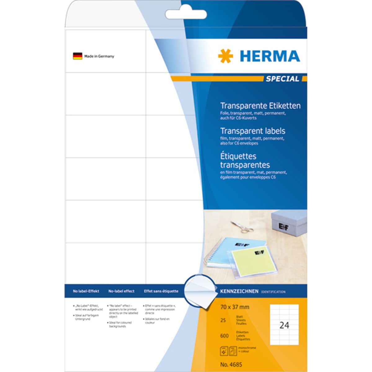 Herma etiket film 70x37 transp mat (600)