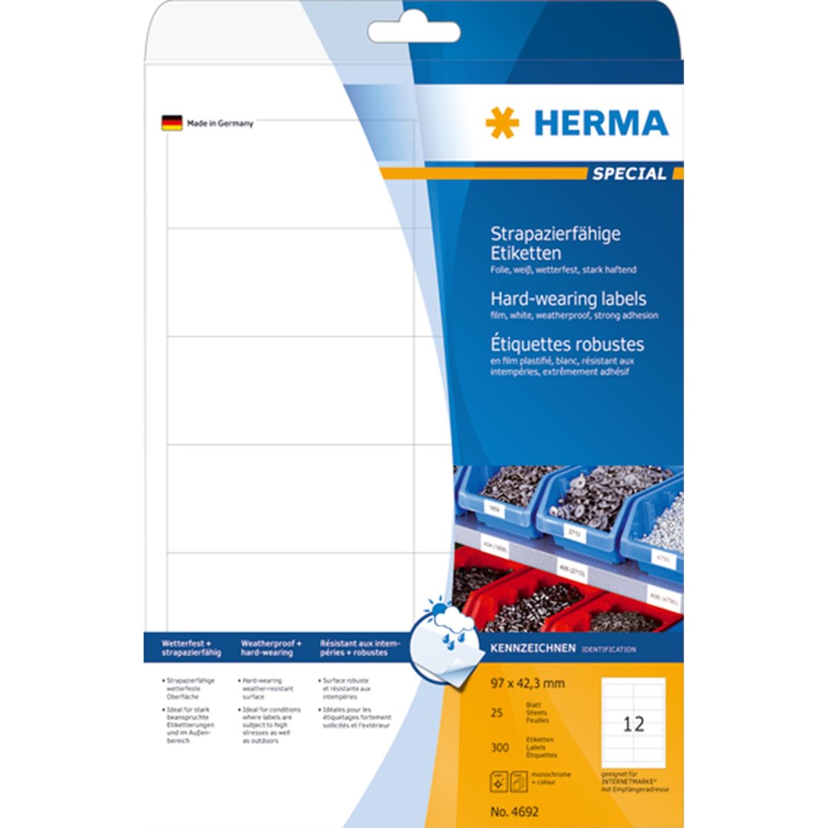 Herma etiket film ekstra stærk 96,5x42,3 mat (300)