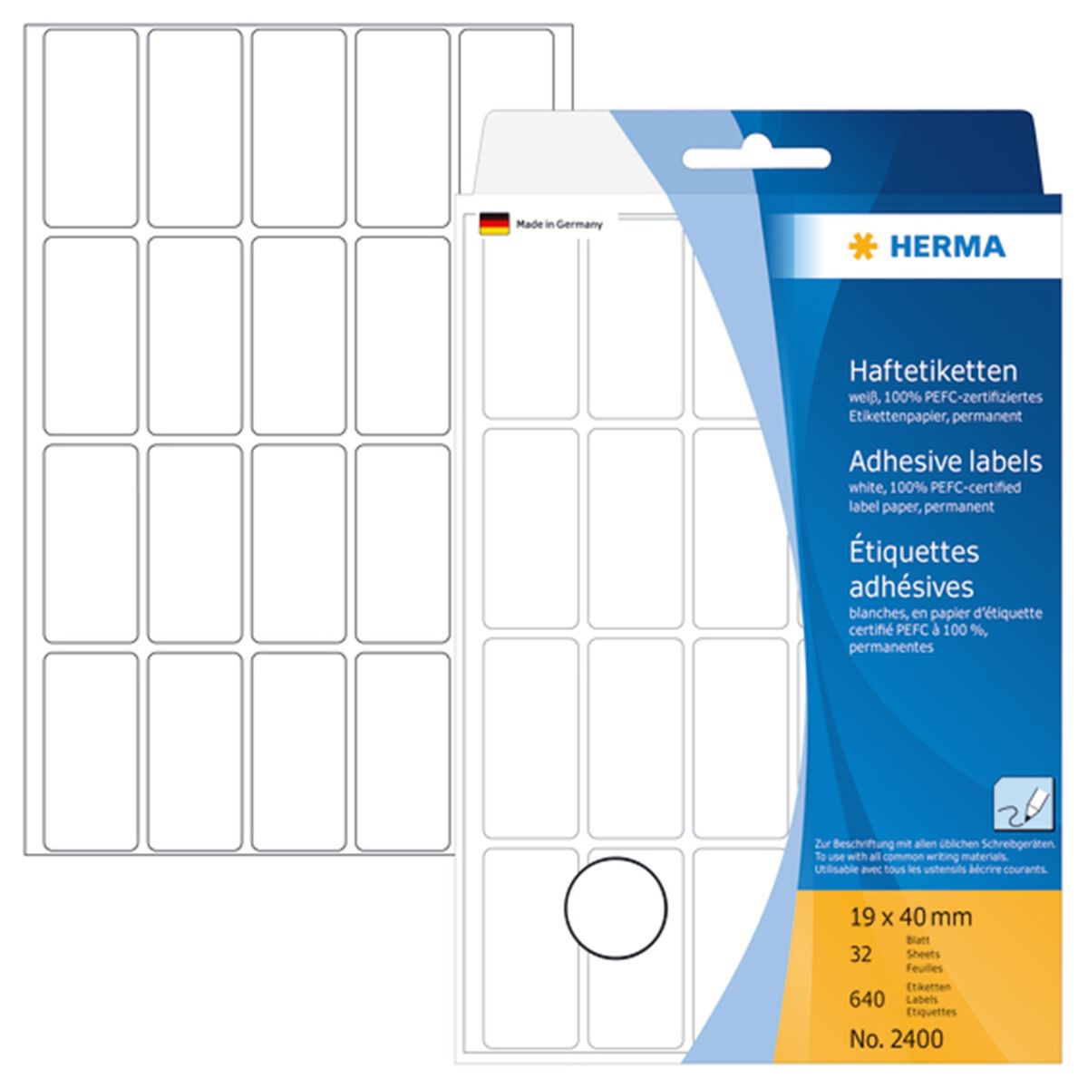 Herma etiket manuel 19x40 hvid (640)