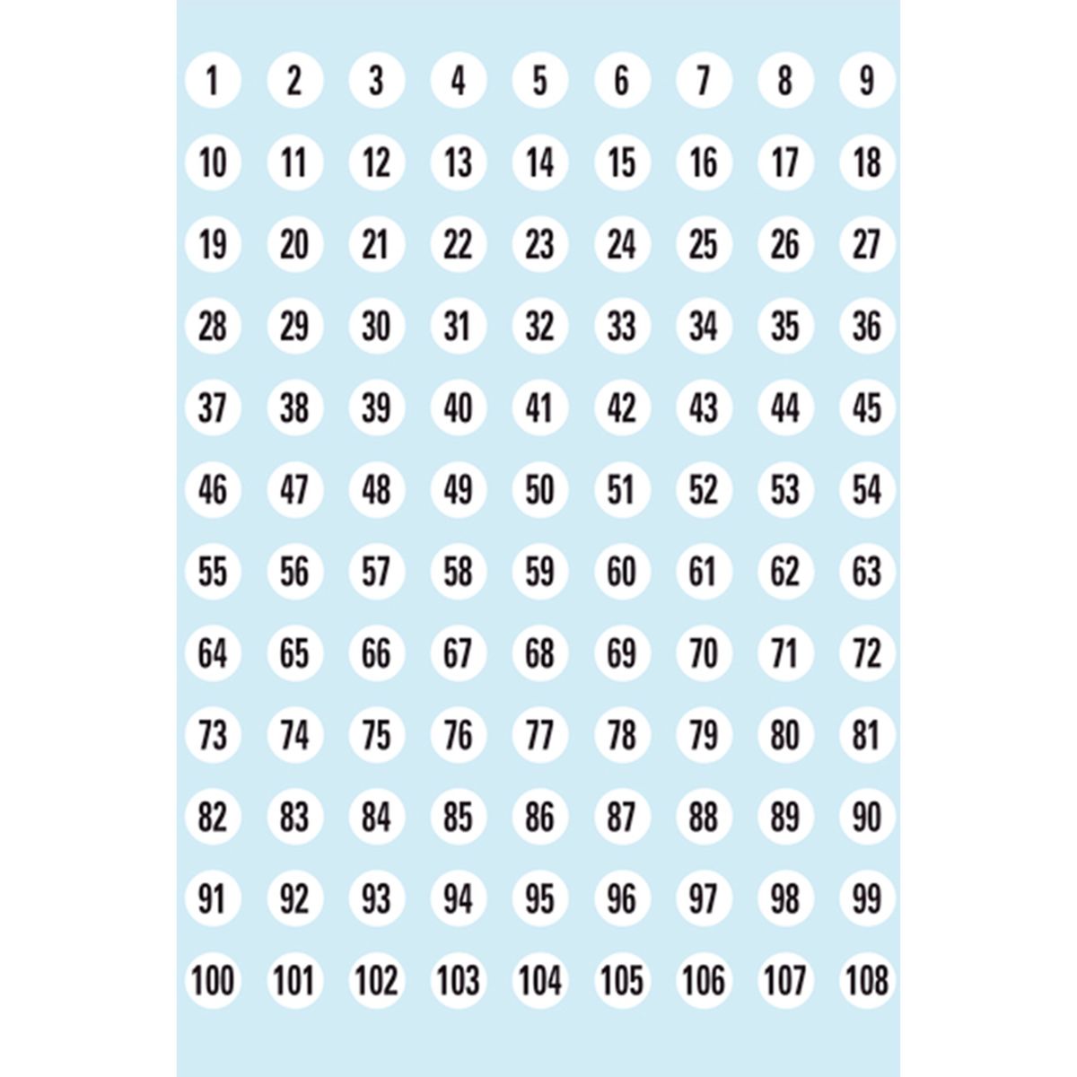 Herma etiket tal 1-540 ø8 sort/hvid