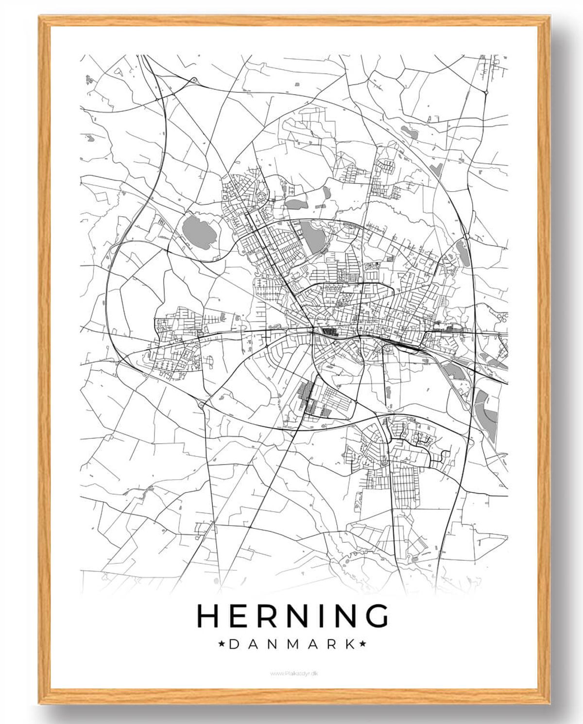 Herning by plakat - hvid (Størrelse: L - 50x70cm (B2))