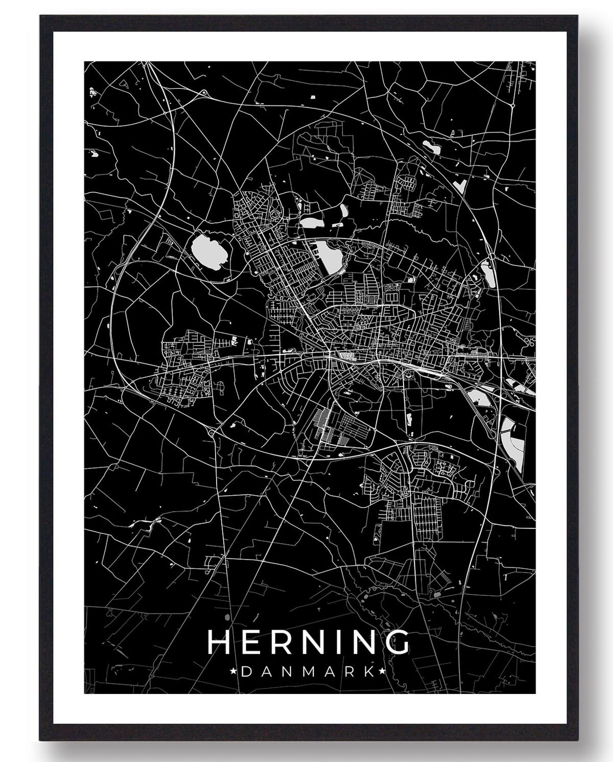 Herning by plakat - sort (Størrelse: L - 50x70cm (B2))