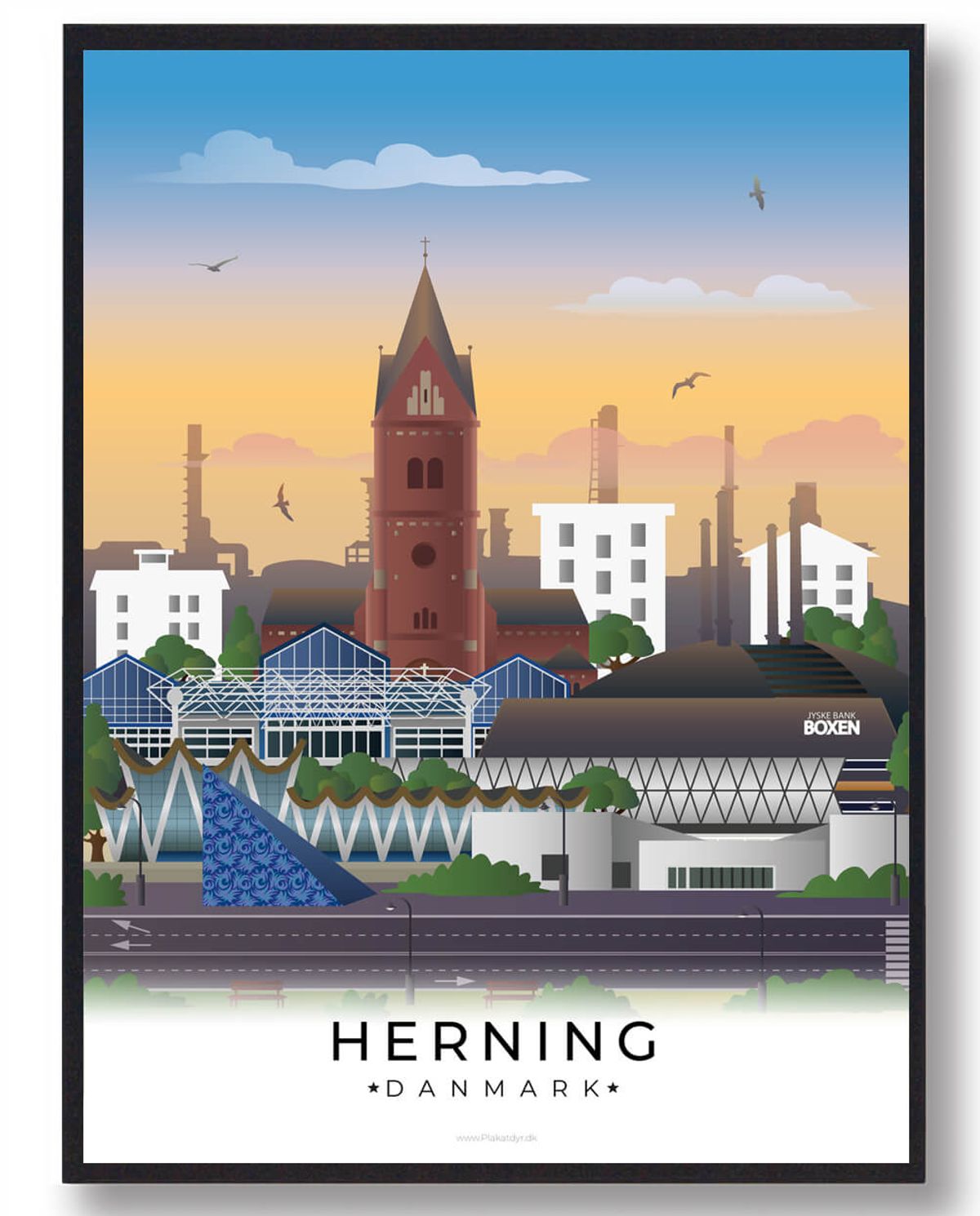 Herning byplakat (RESTPARTI) (Størrelse: L - 50x70cm (B2))