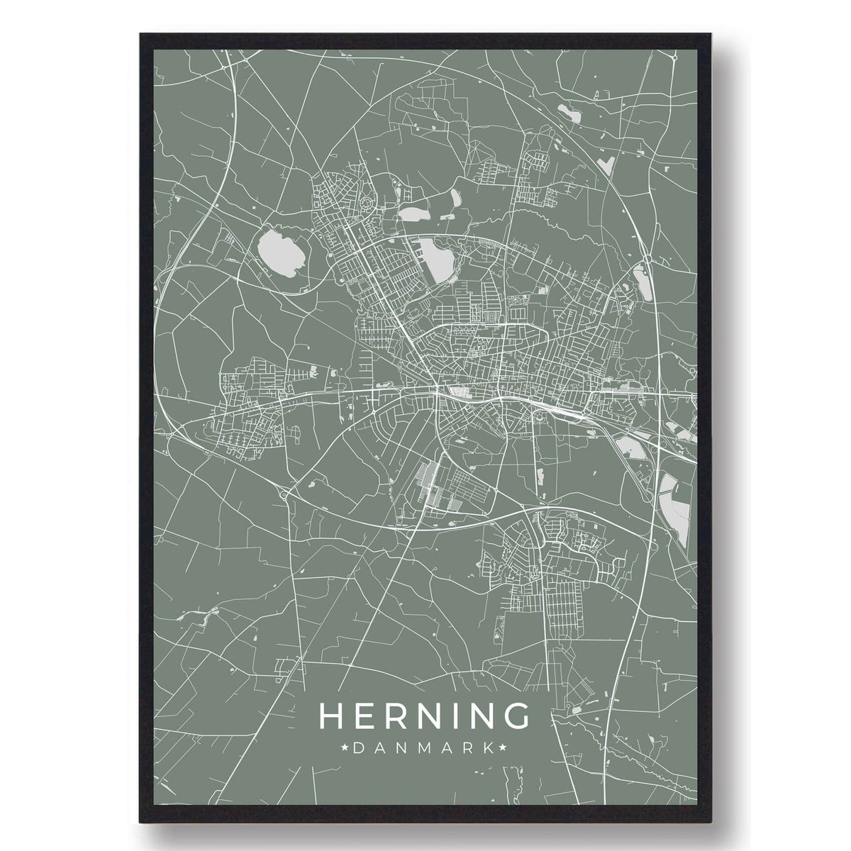 Herning plakat - grøn (Størrelse: L - 50x70cm (B2))