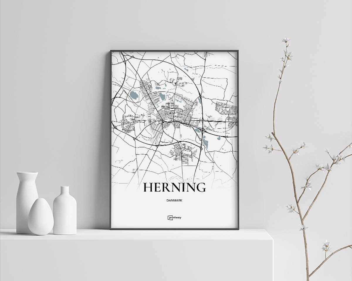 Herning Plakaten Fuldt kort Hvid 50×70 cm (B2)