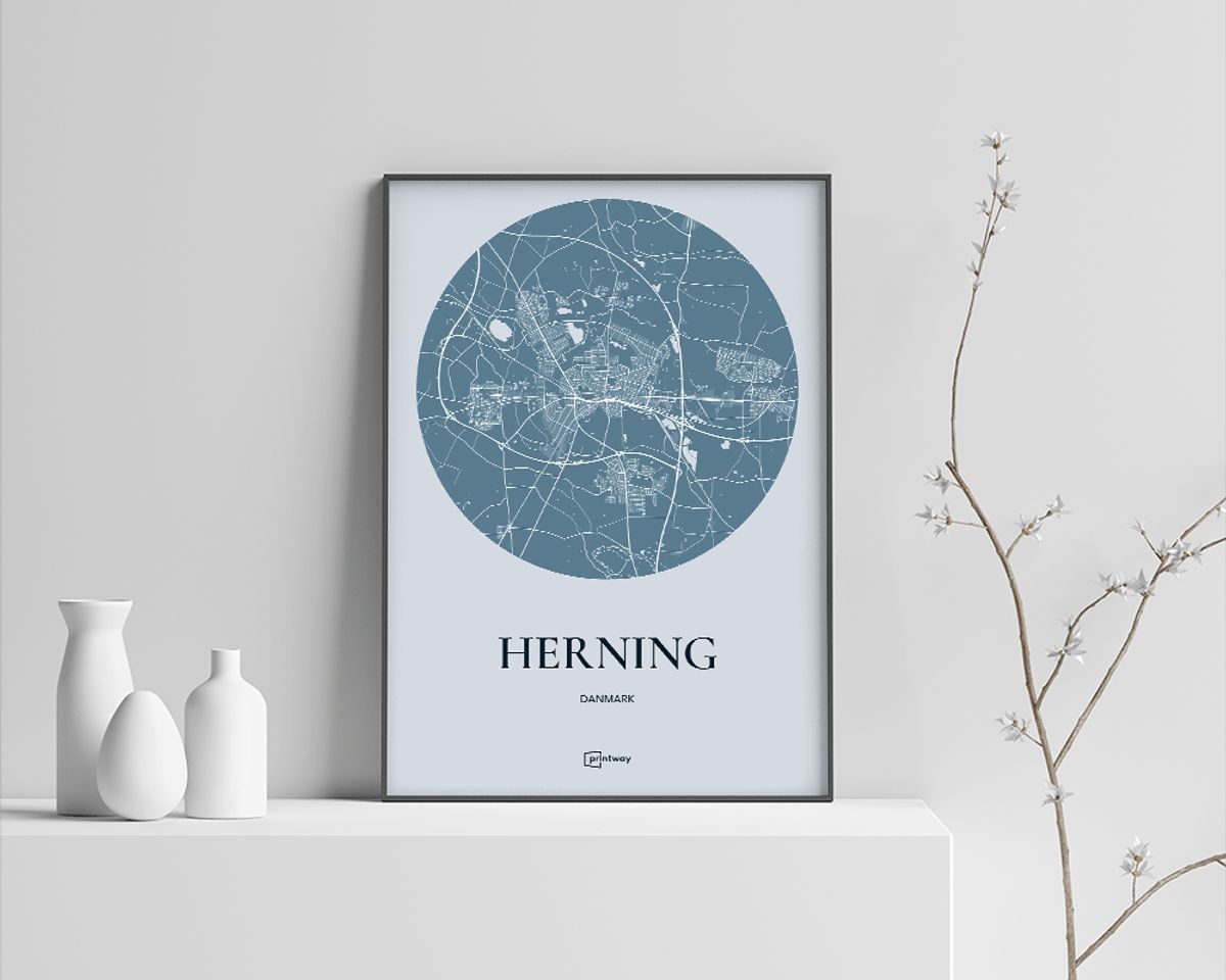 Herning Plakaten Rundt kort Havblå 60×84 cm (A1)