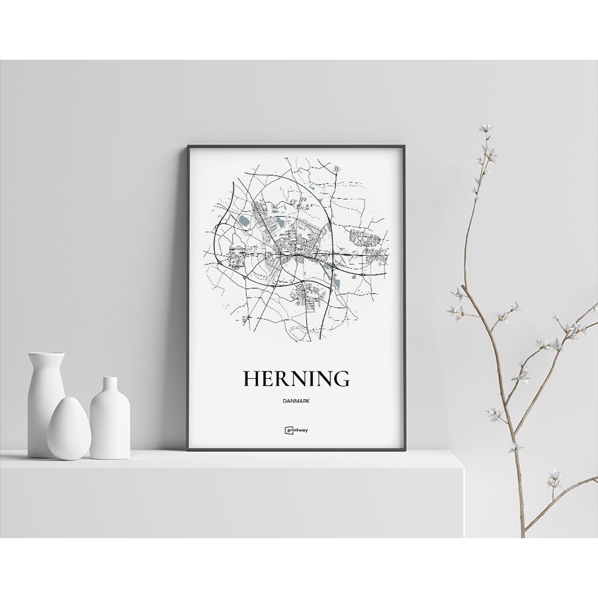 Herning Plakaten Rundt kort Hvid 60×84 cm (A1)