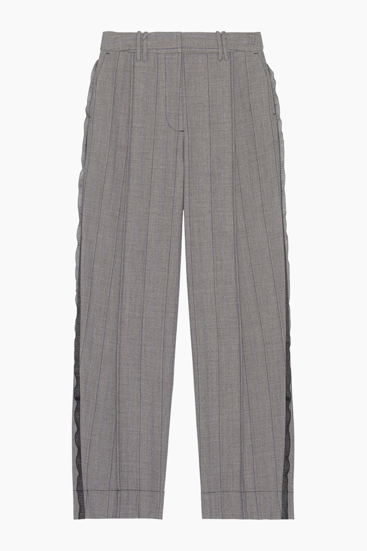 Herringbone Suiting Relaxed Pleated Pants F8214 - Frost Grey - GANNI - Grå L