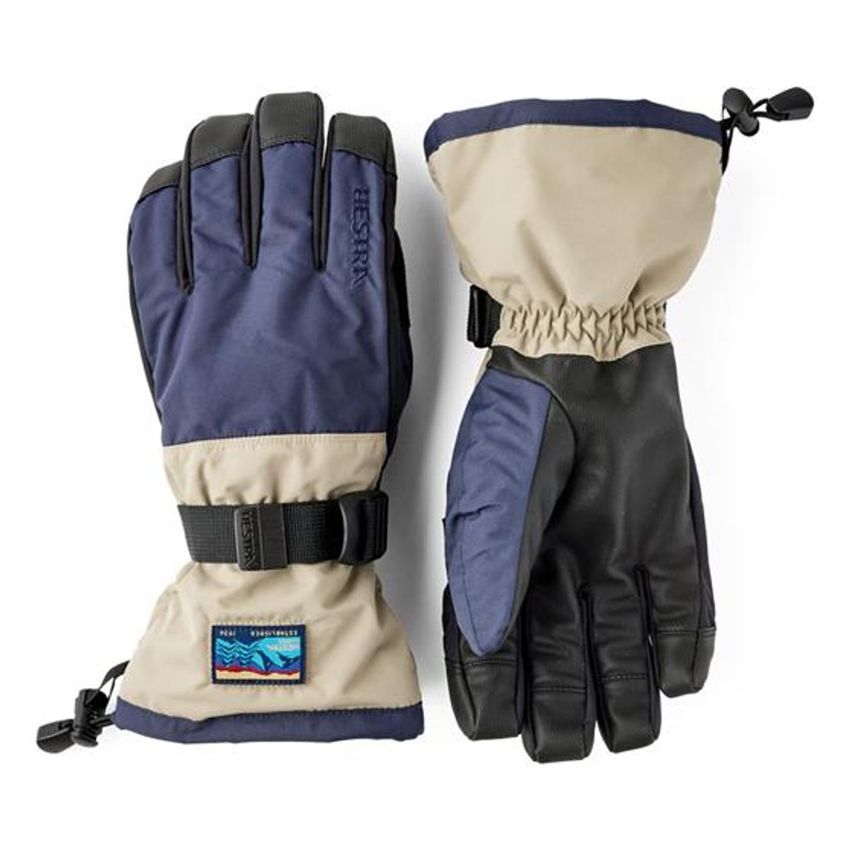 Hestra Gauntlet Sr. - 5 Finger, Dark Navy / Beige