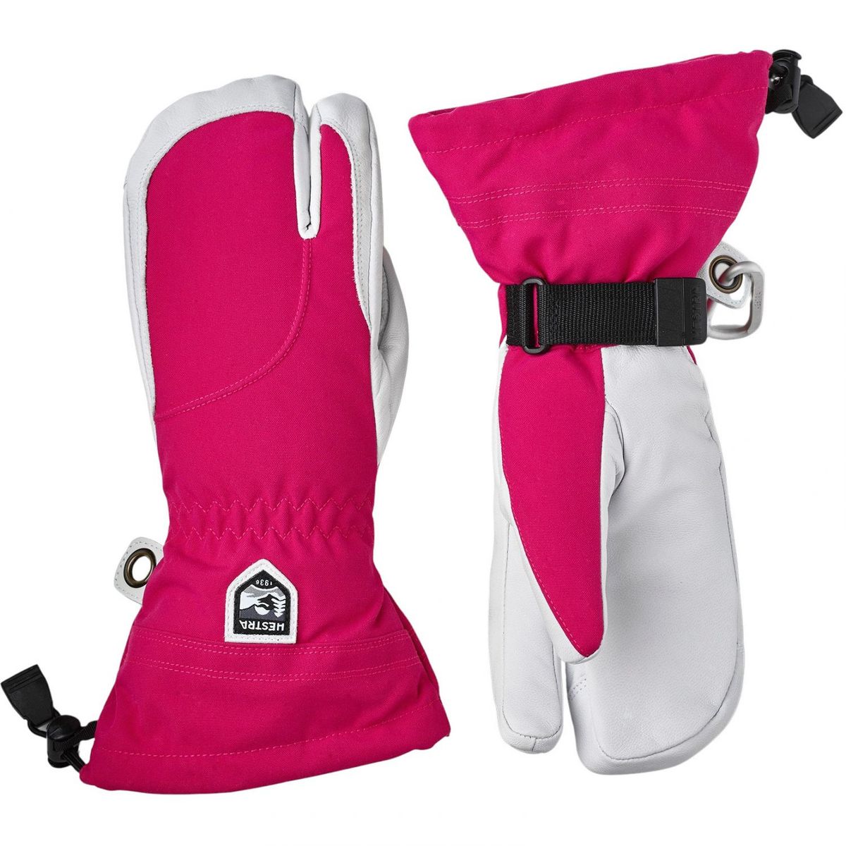 Hestra Heli Ski, 3-finger skihandsker, dame, pink/hvid