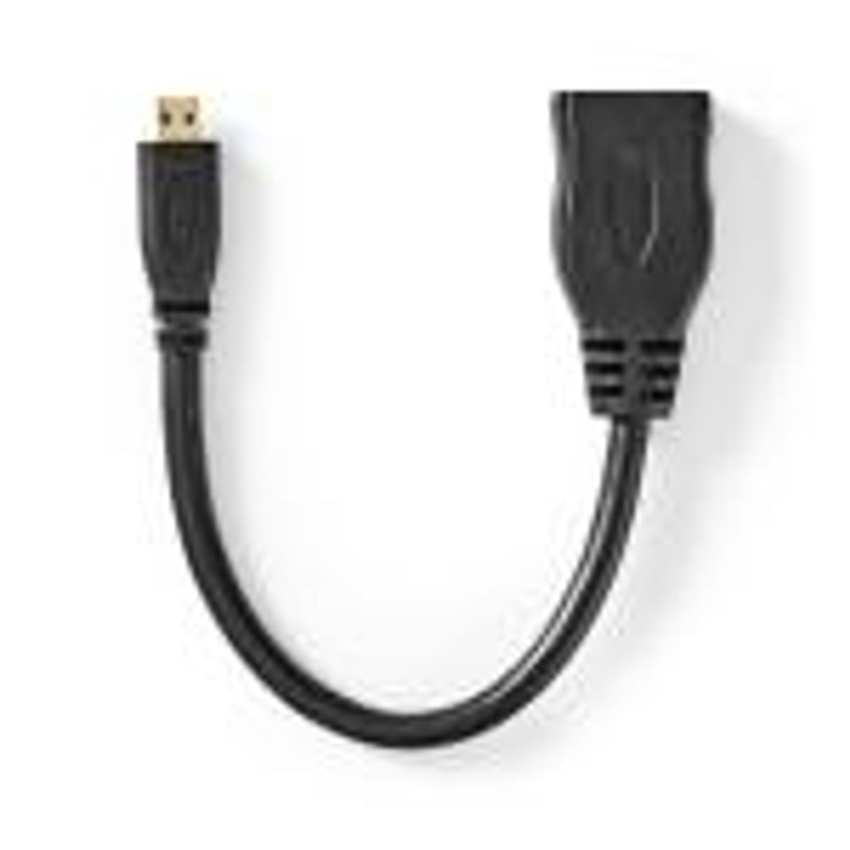 High Speed HDMI kabel med Ethernet | HDMI Stik | HDMI Stik | 4K@30Hz | 10.2 Gbps | 0.20 m | Runde | PVC | Sort | Plastikpose