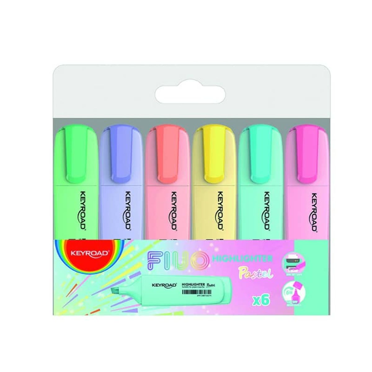 Highlighter Pastel 6 Farver i Plastikboks.