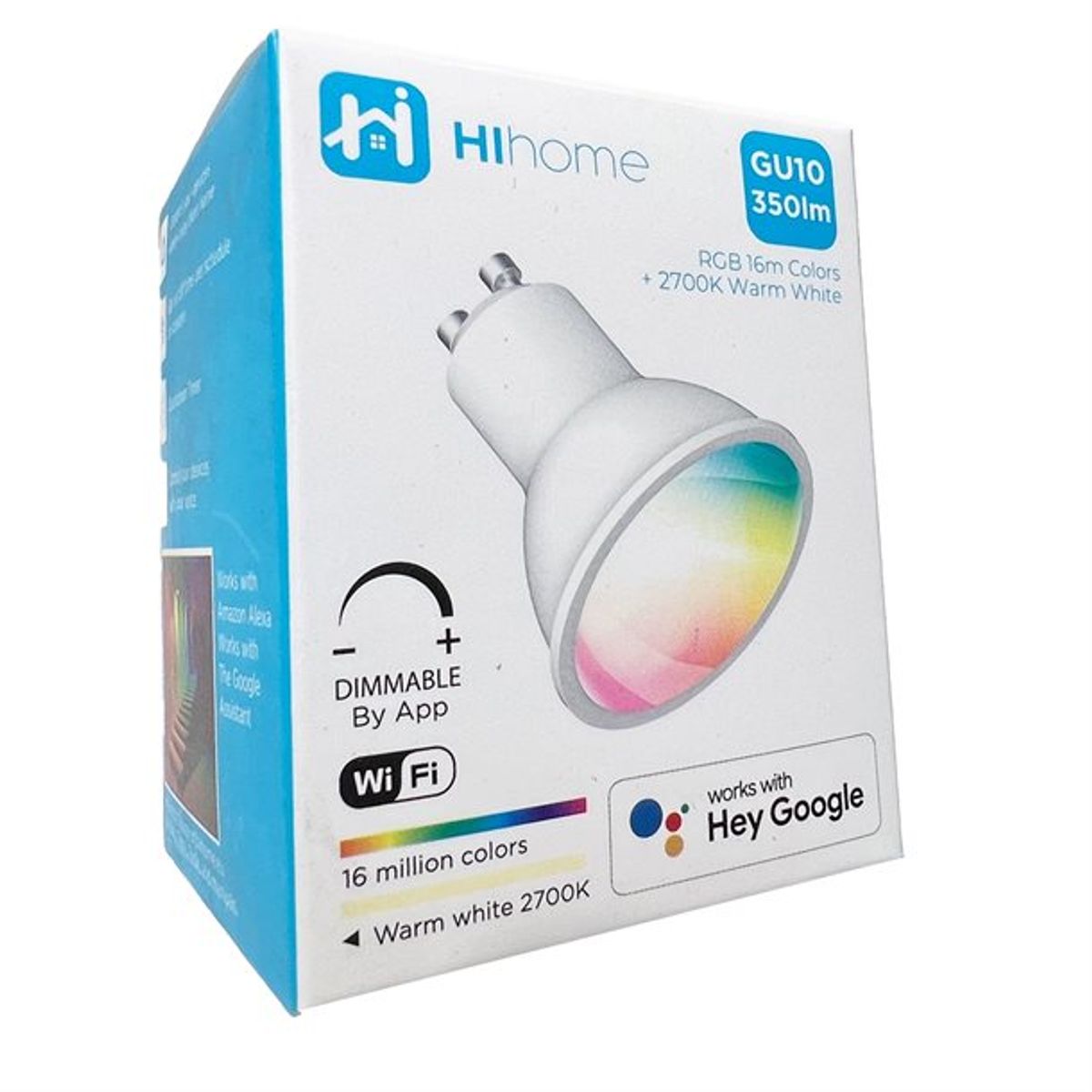 Hihome Smart LED WiFi GU10 RGB 16M farver + Varm hvid 2700K - Smart-home > Smart belysning - Hi Home - Spotshop