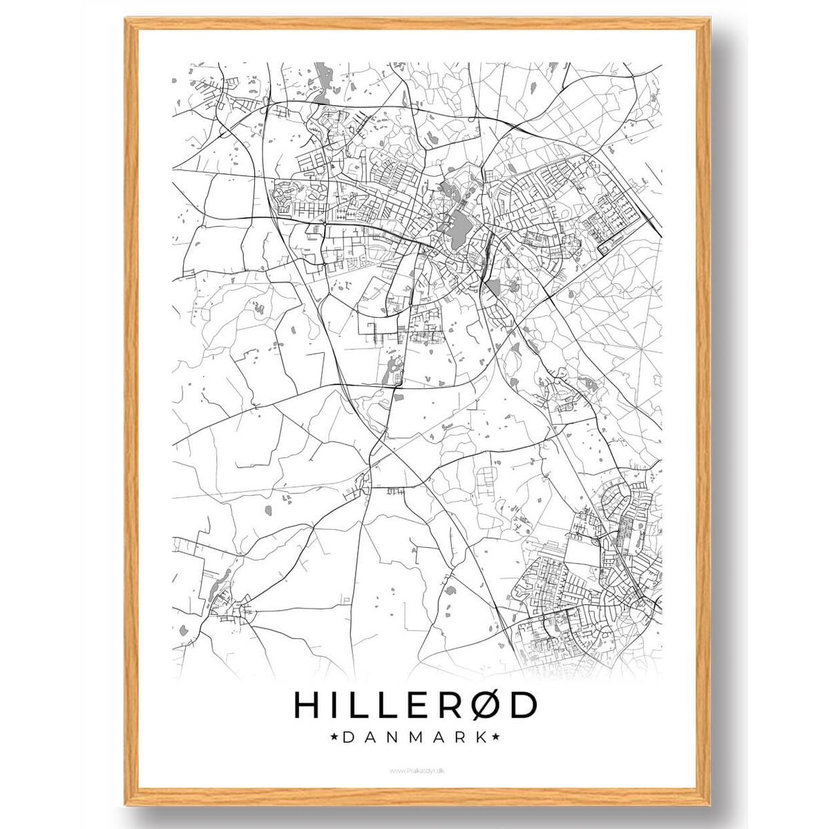 Hillerød by plakat - hvid (Størrelse: M - 30x40cm)