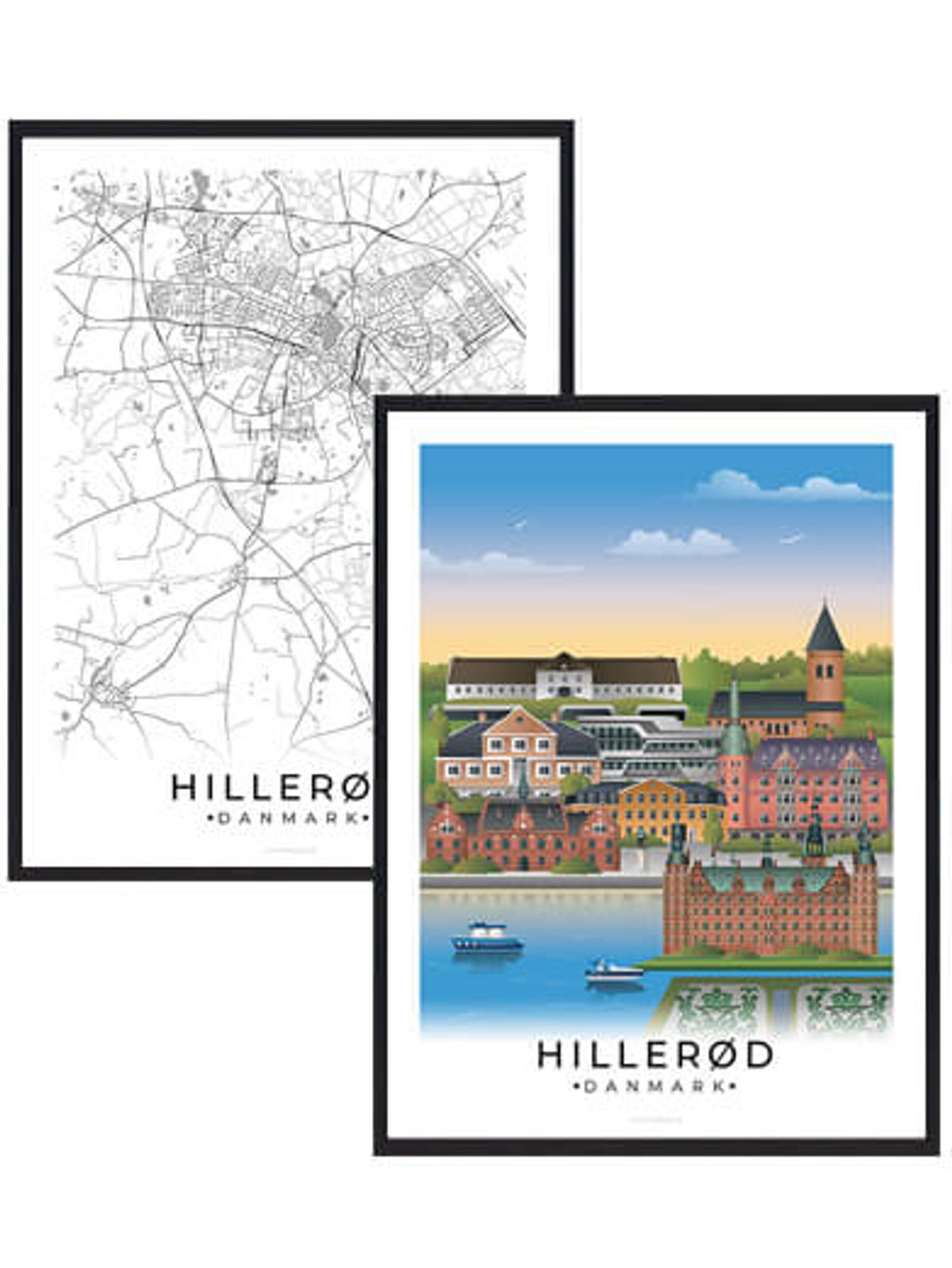 Hillerød byplakatsæt (Størrelse: M - 30x40cm)