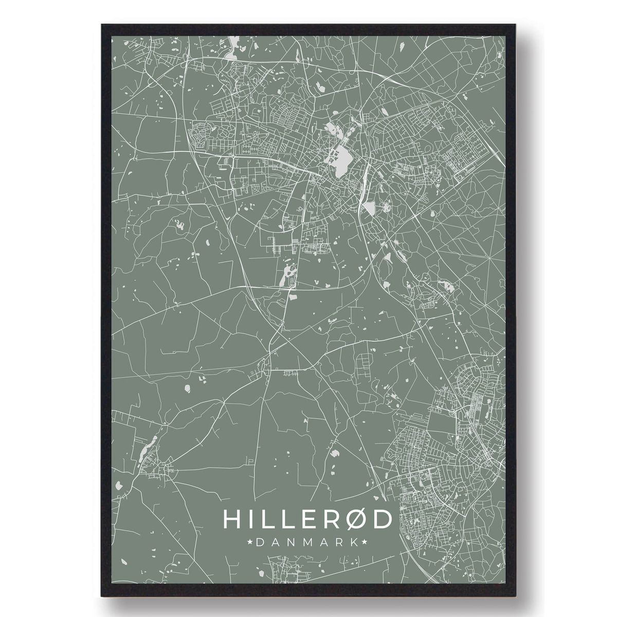 Hillerød plakat - grøn (Størrelse: L - 50x70cm (B2))