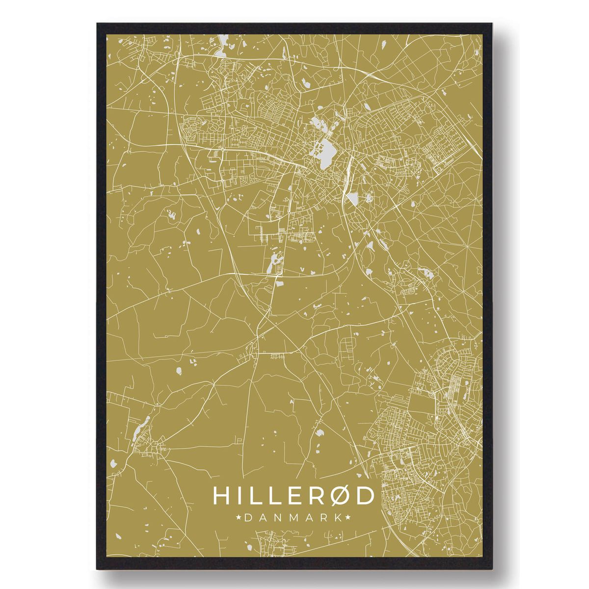 Hillerød plakat - gul (Størrelse: L - 50x70cm (B2))