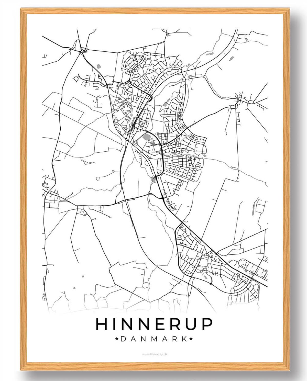 Hinnerup by plakat - hvid (Størrelse: L - 50x70cm (B2))