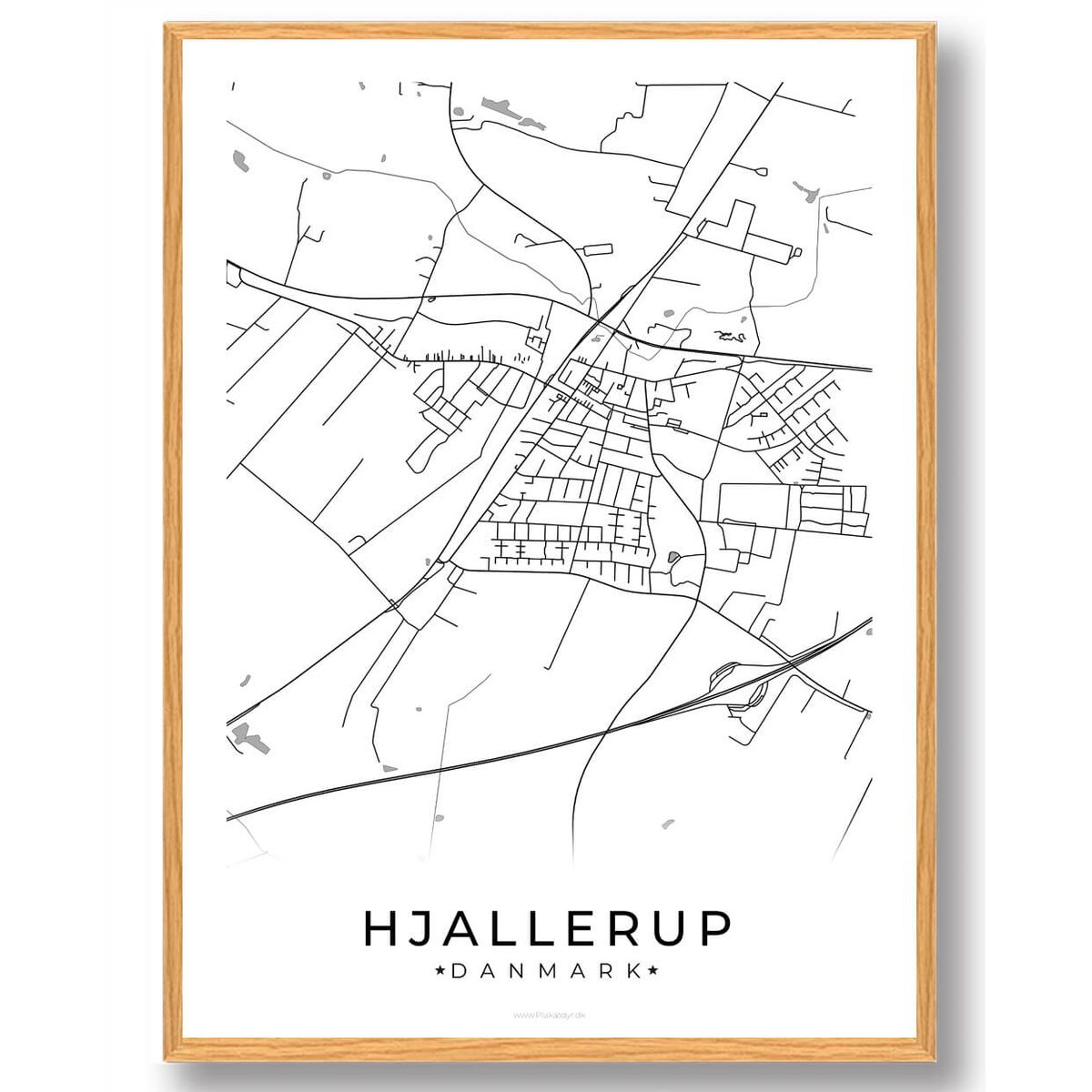 Hjallerup by plakat - hvid (Størrelse: M - 30x40cm)