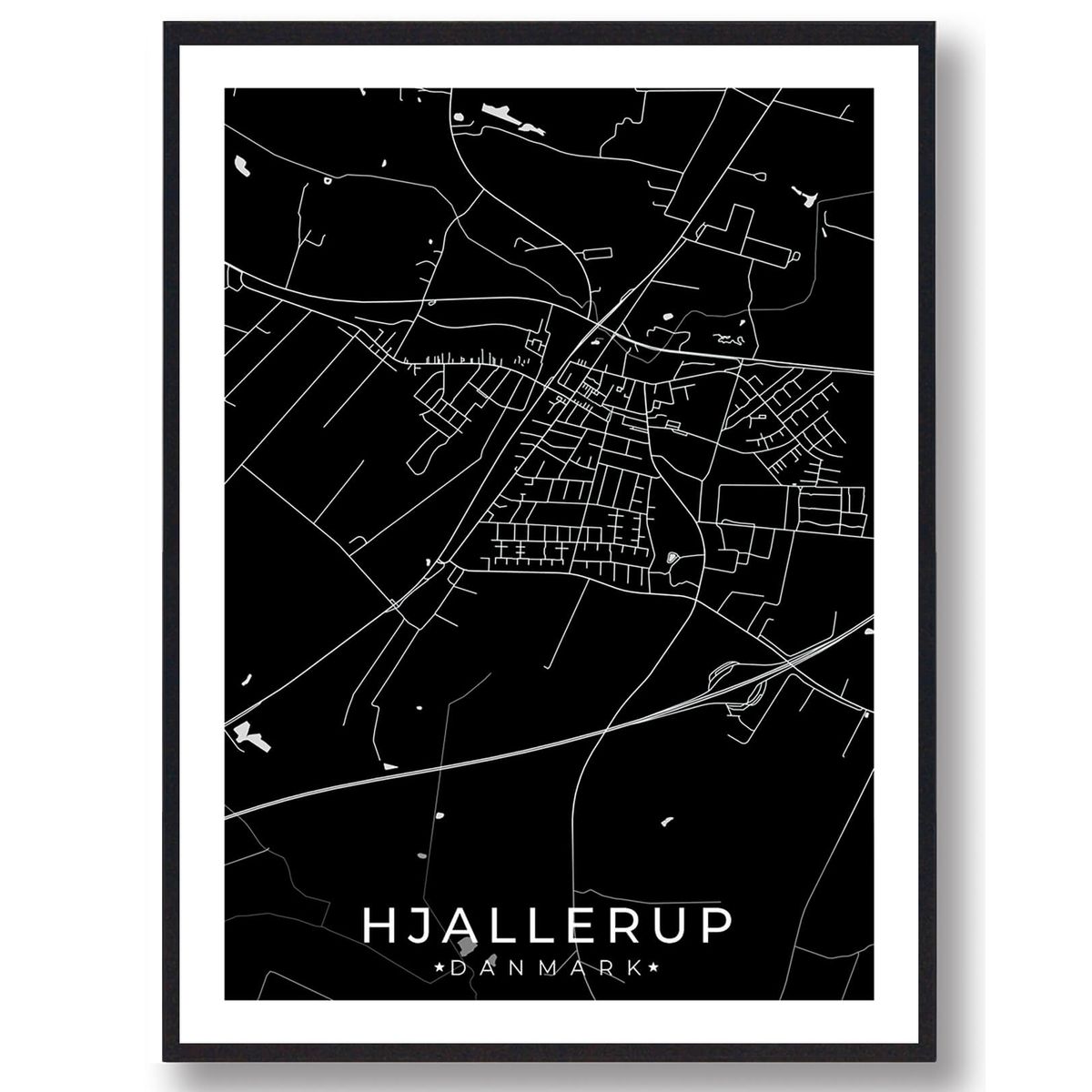 Hjallerup by plakat - sort (Størrelse: L - 50x70cm (B2))