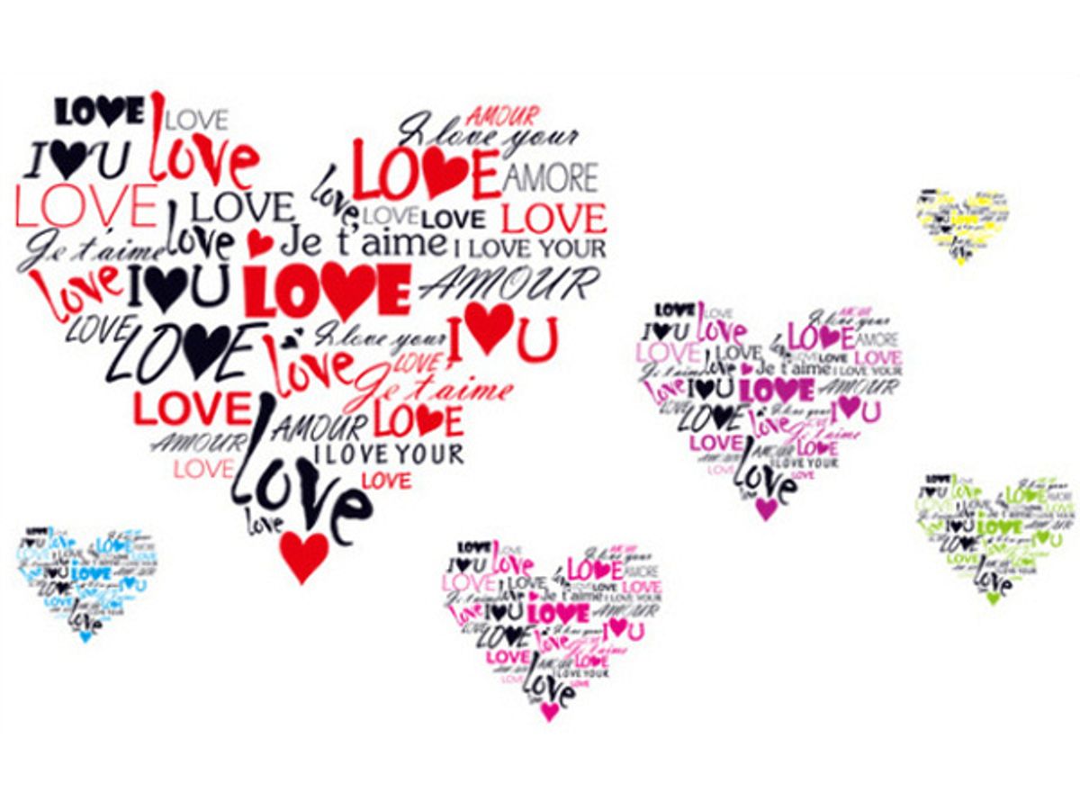 Hjerter wallsticker. I Love You.