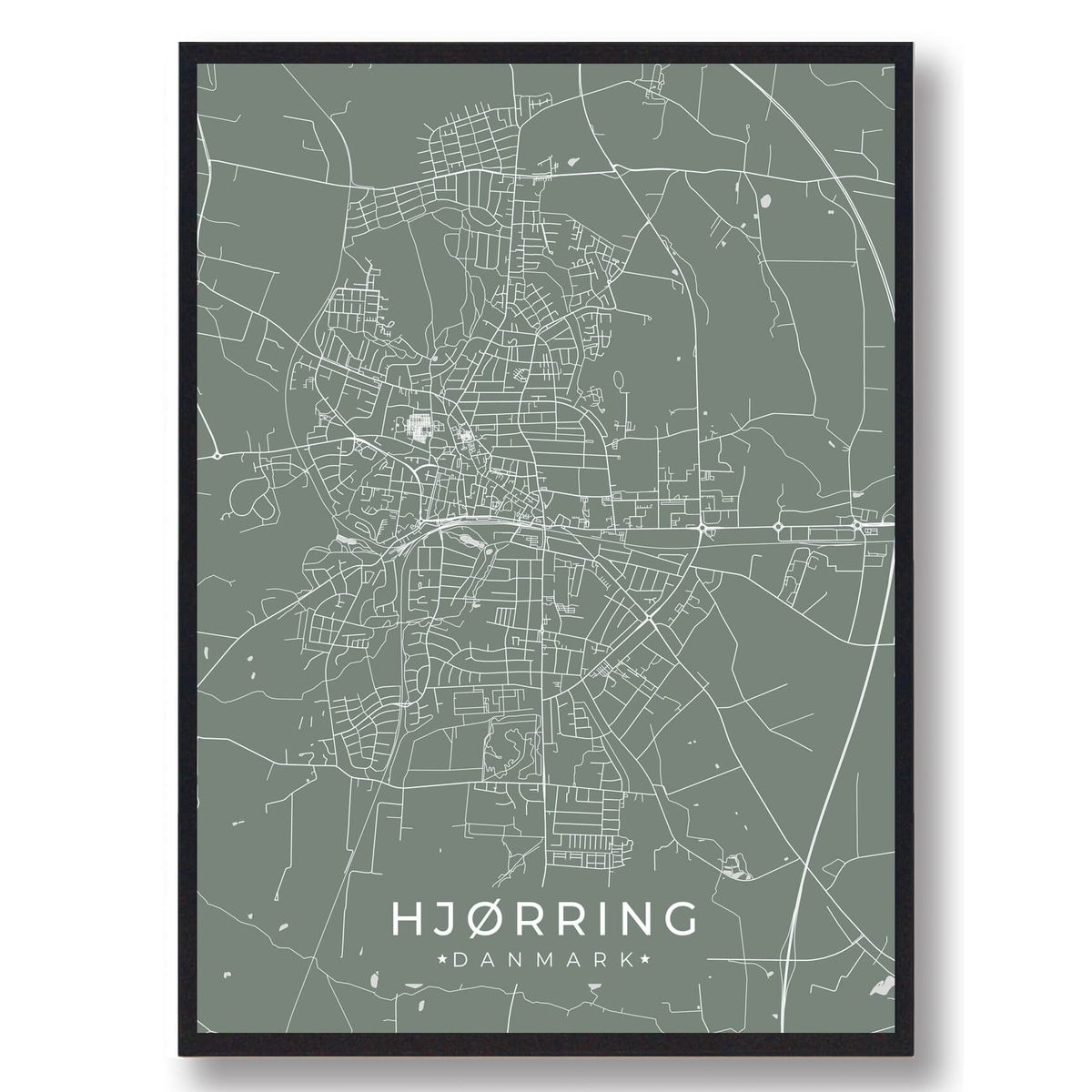 Hjørring plakat - grøn (Størrelse: S - 21x29,7cm (A4))