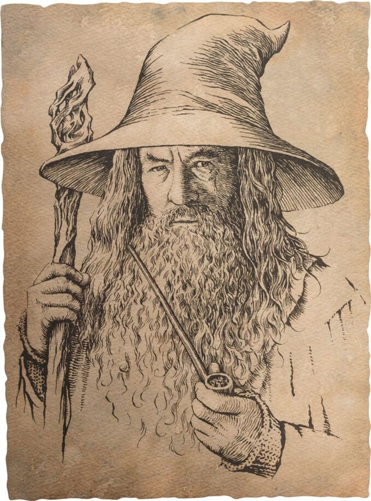 Hobbitten / The Hobbit Plakat - Gandalf Portræt - 20 X 28 Cm