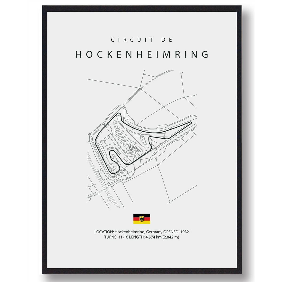 Hockenheimring - Formel 1 lys plakat (Størrelse: S - 21x29,7cm (A4))